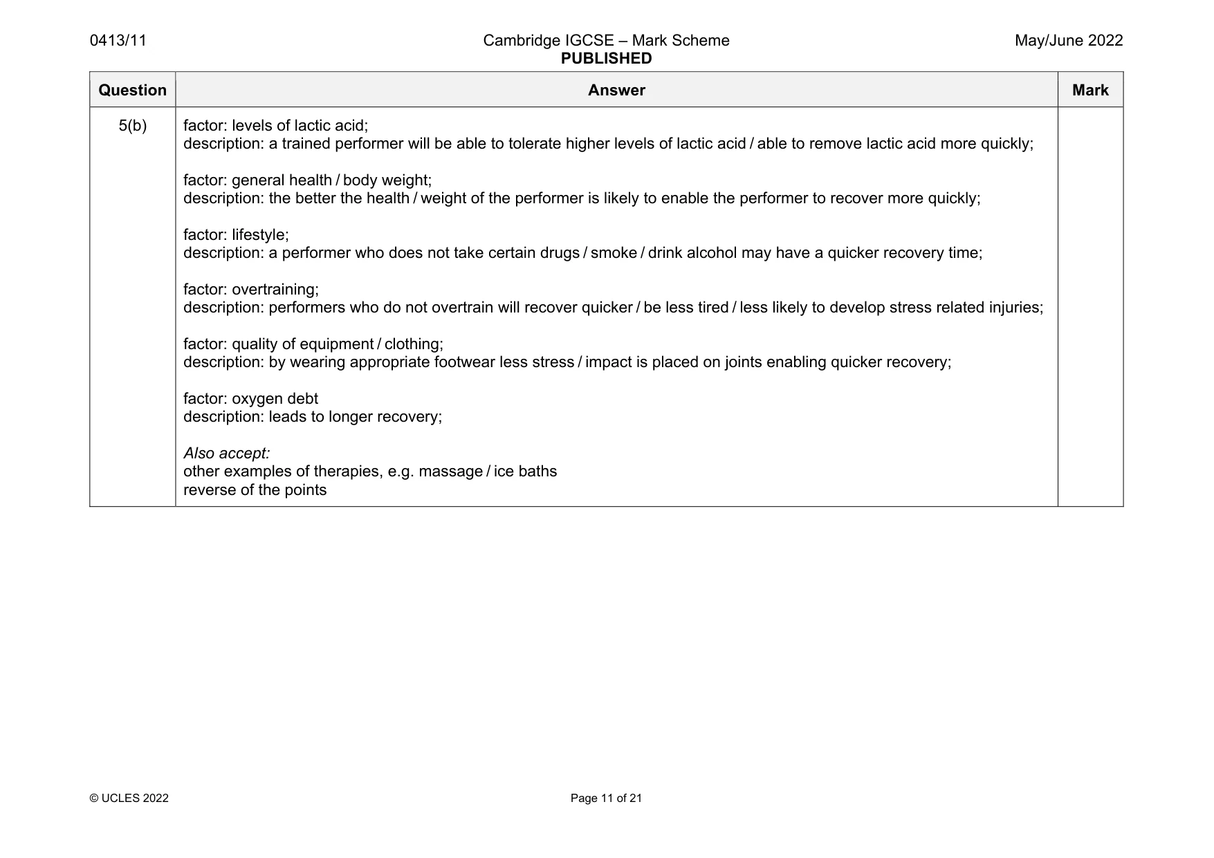Mark scheme, page 11 of 21