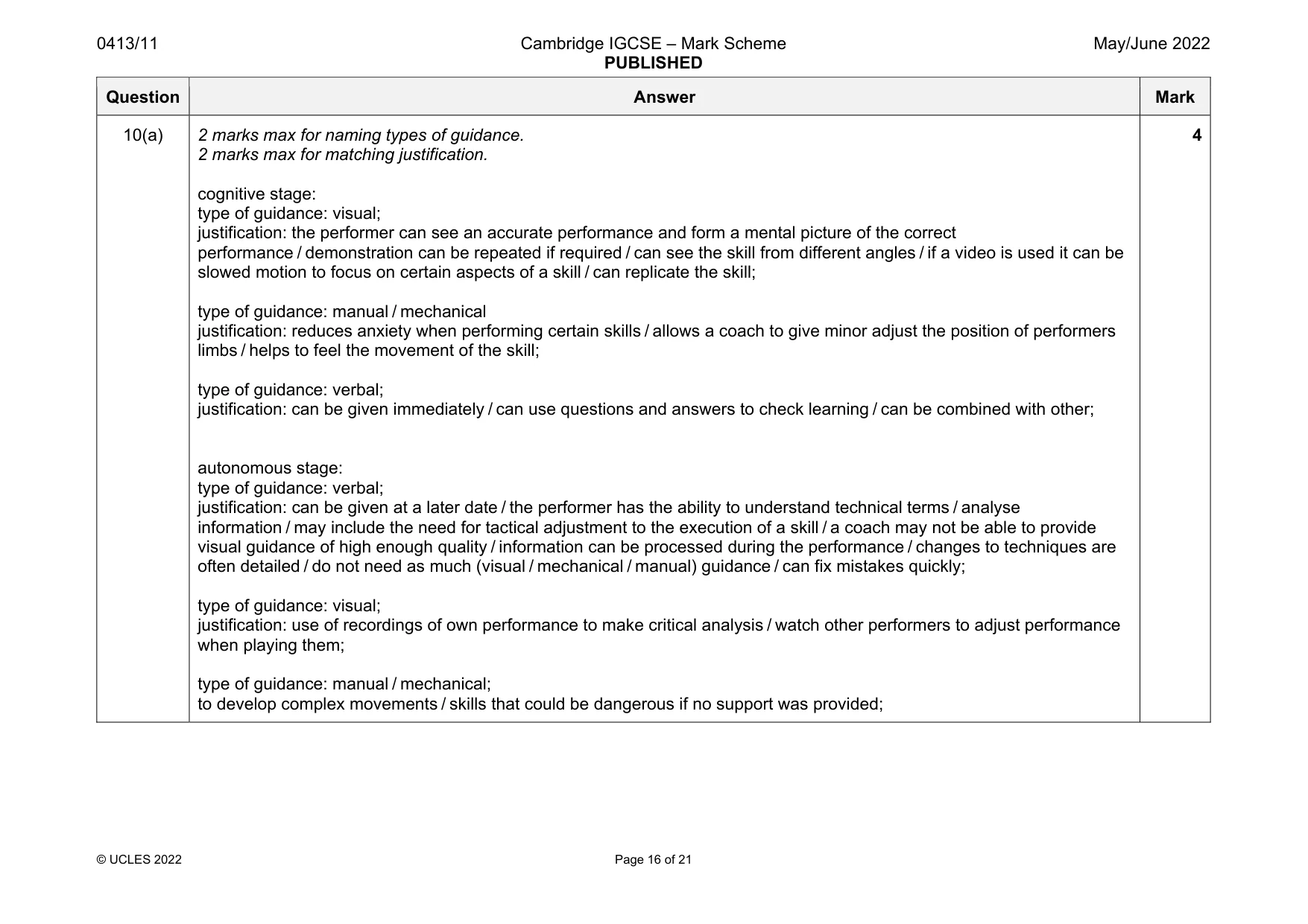 Mark scheme, page 16 of 21