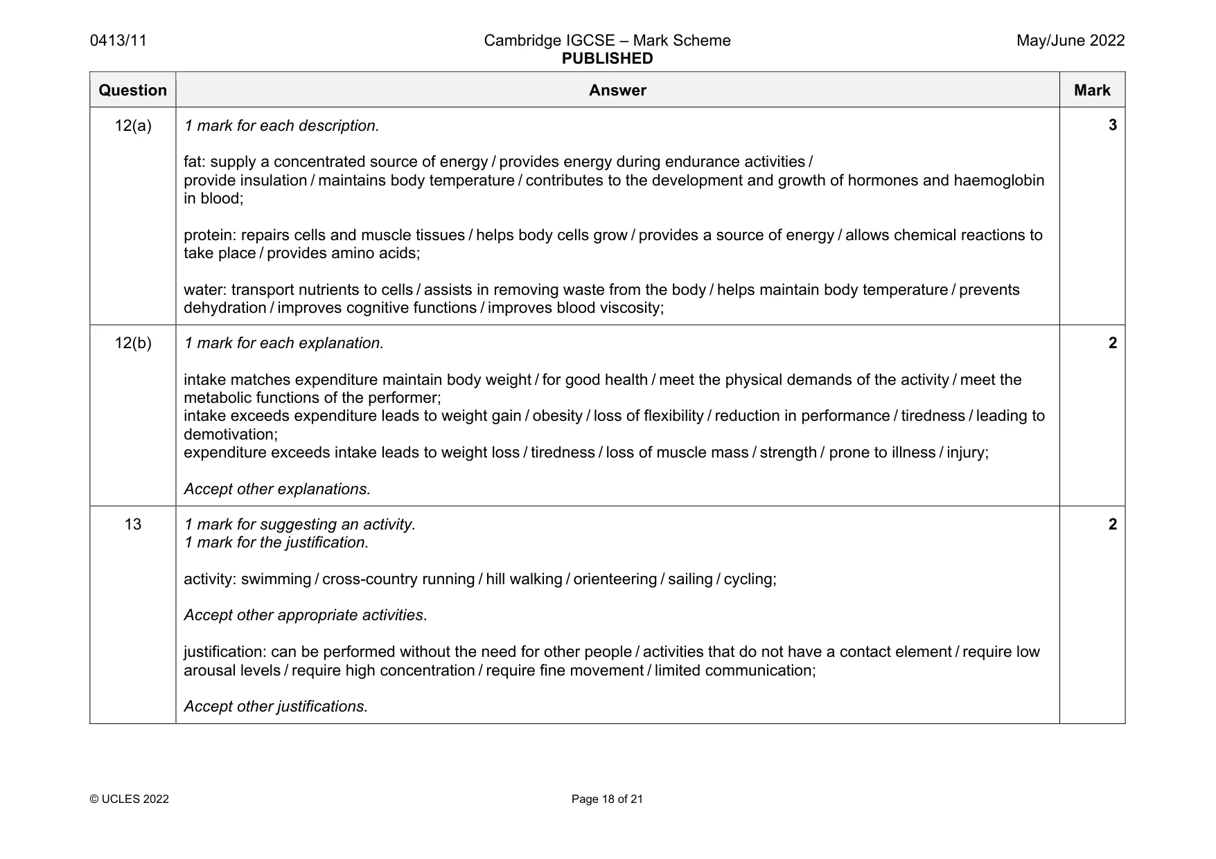 Mark scheme, page 18 of 21