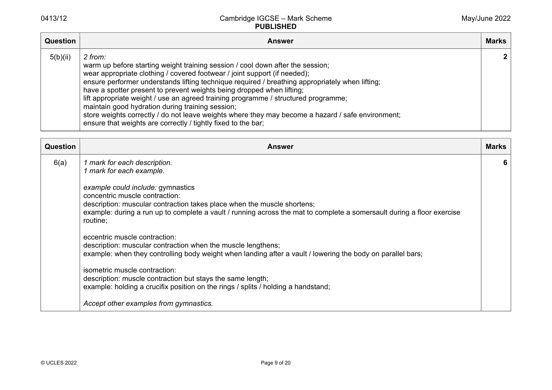 Mark scheme, page 9 of 20