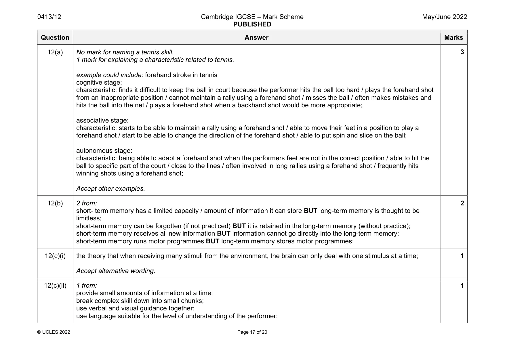 Mark scheme, page 17 of 20
