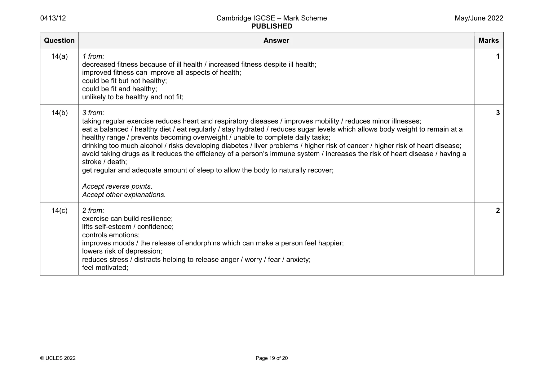 Mark scheme, page 19 of 20