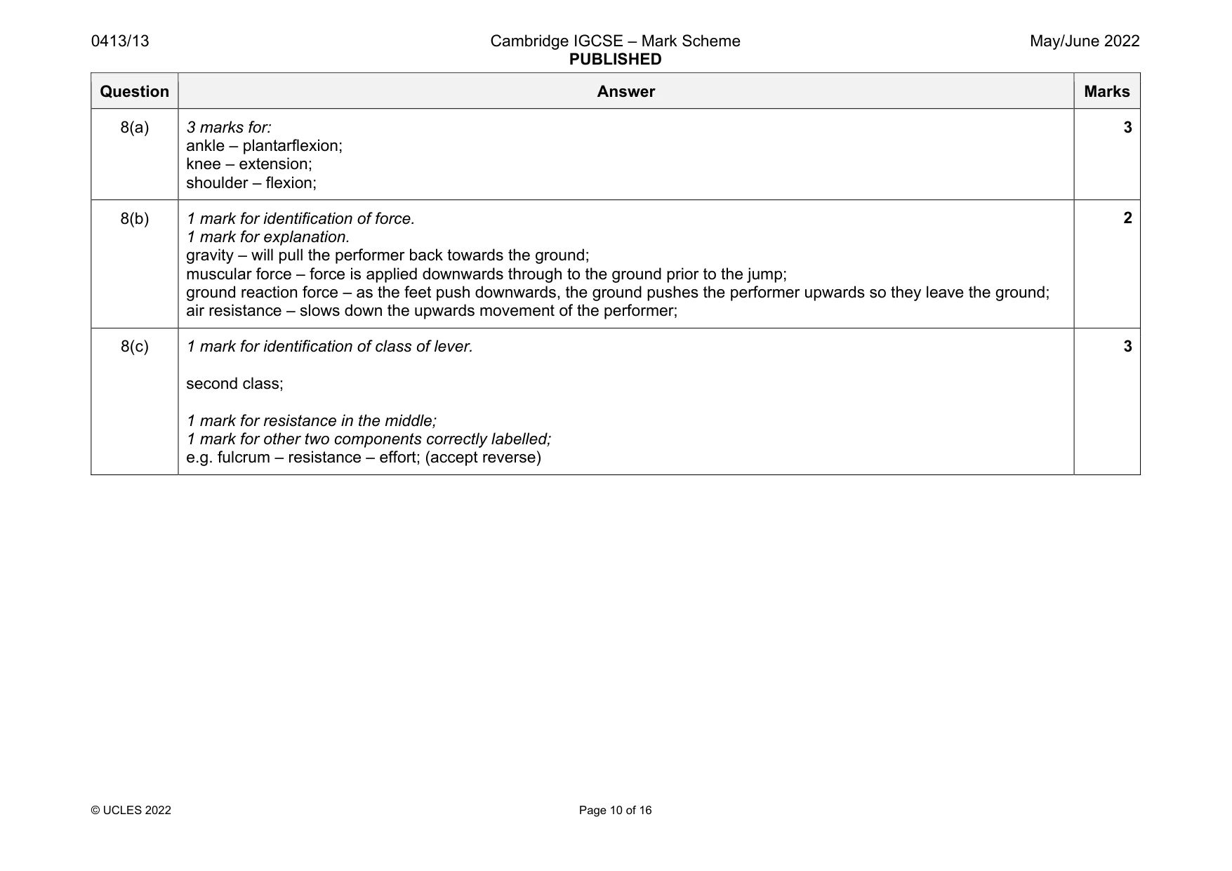 Mark scheme, page 10 of 16