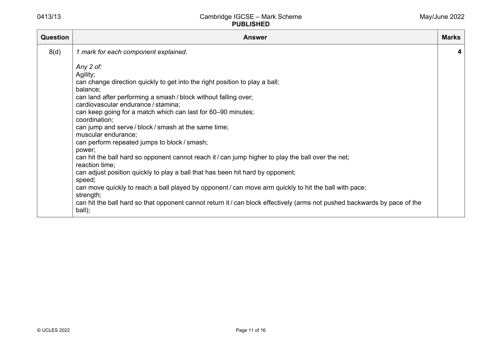 Mark scheme, page 11 of 16