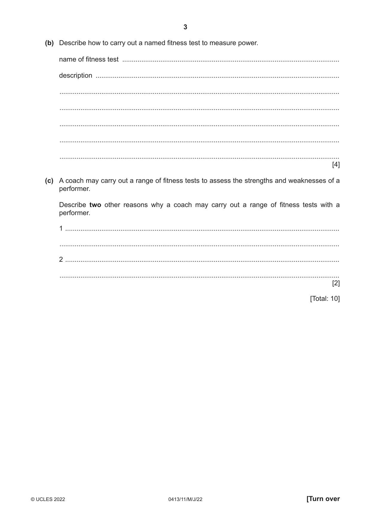 Cambridge IGCSE Physical Education 0413 2022 May/June Paper 1 · Variant 1 question paper, page 3 of 16