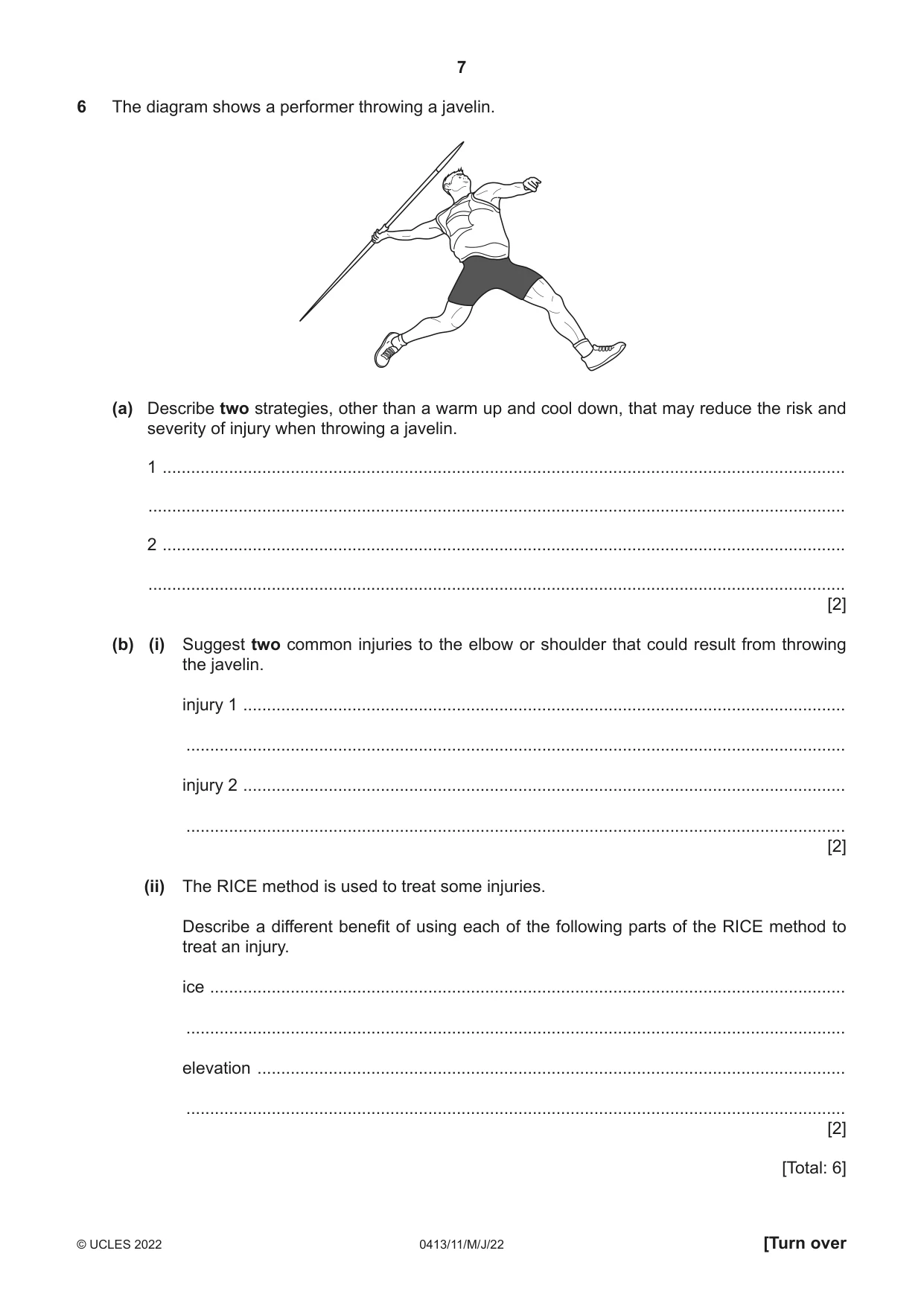 Cambridge IGCSE Physical Education 0413 2022 May/June Paper 1 · Variant 1 question paper, page 7 of 16