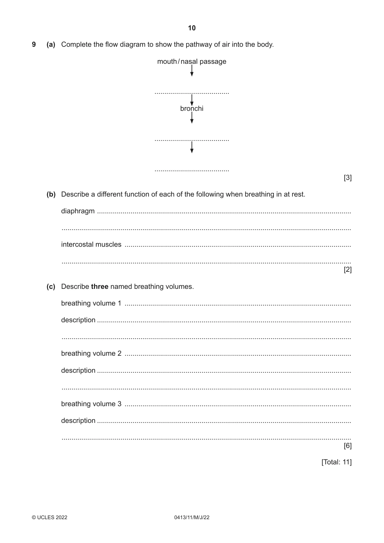 Cambridge IGCSE Physical Education 0413 2022 May/June Paper 1 · Variant 1 question paper, page 10 of 16