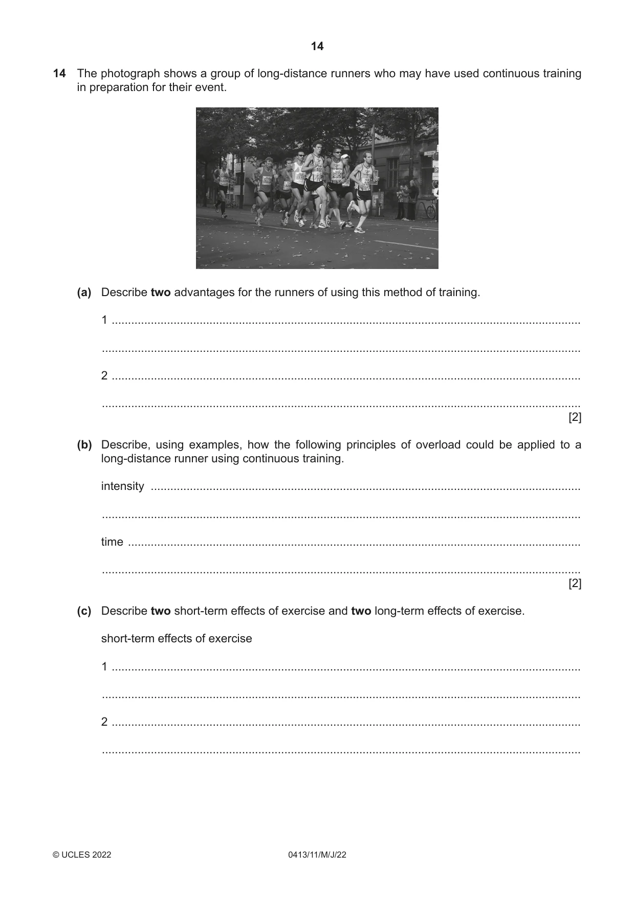 Cambridge IGCSE Physical Education 0413 2022 May/June Paper 1 · Variant 1 question paper, page 14 of 16