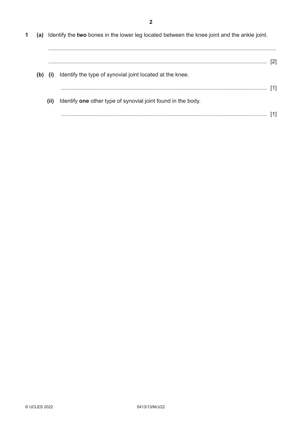 Cambridge IGCSE Physical Education 0413 2022 May/June Paper 1 · Variant 3 question paper, page 2 of 16