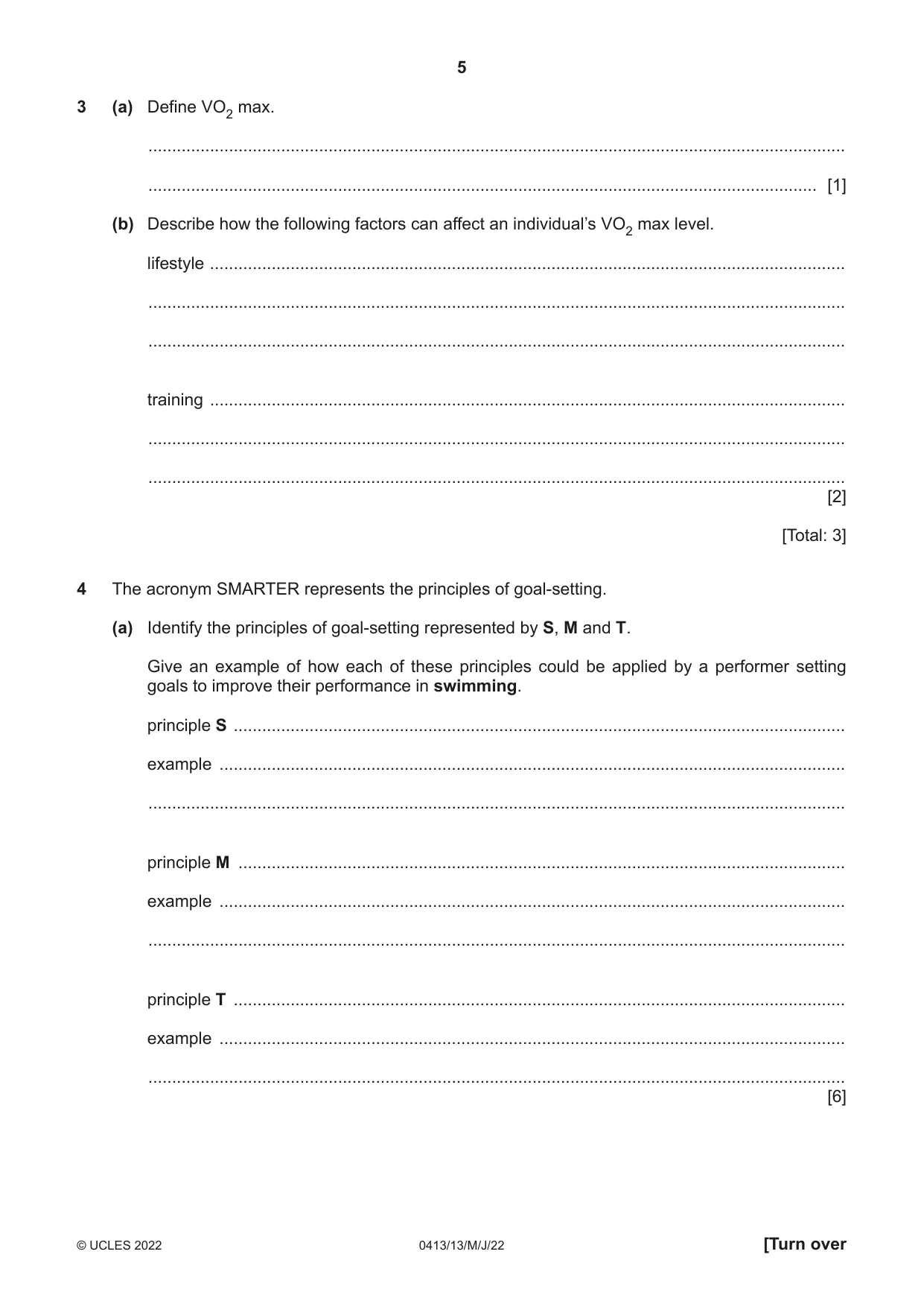 Cambridge IGCSE Physical Education 0413 2022 May/June Paper 1 · Variant 3 question paper, page 5 of 16