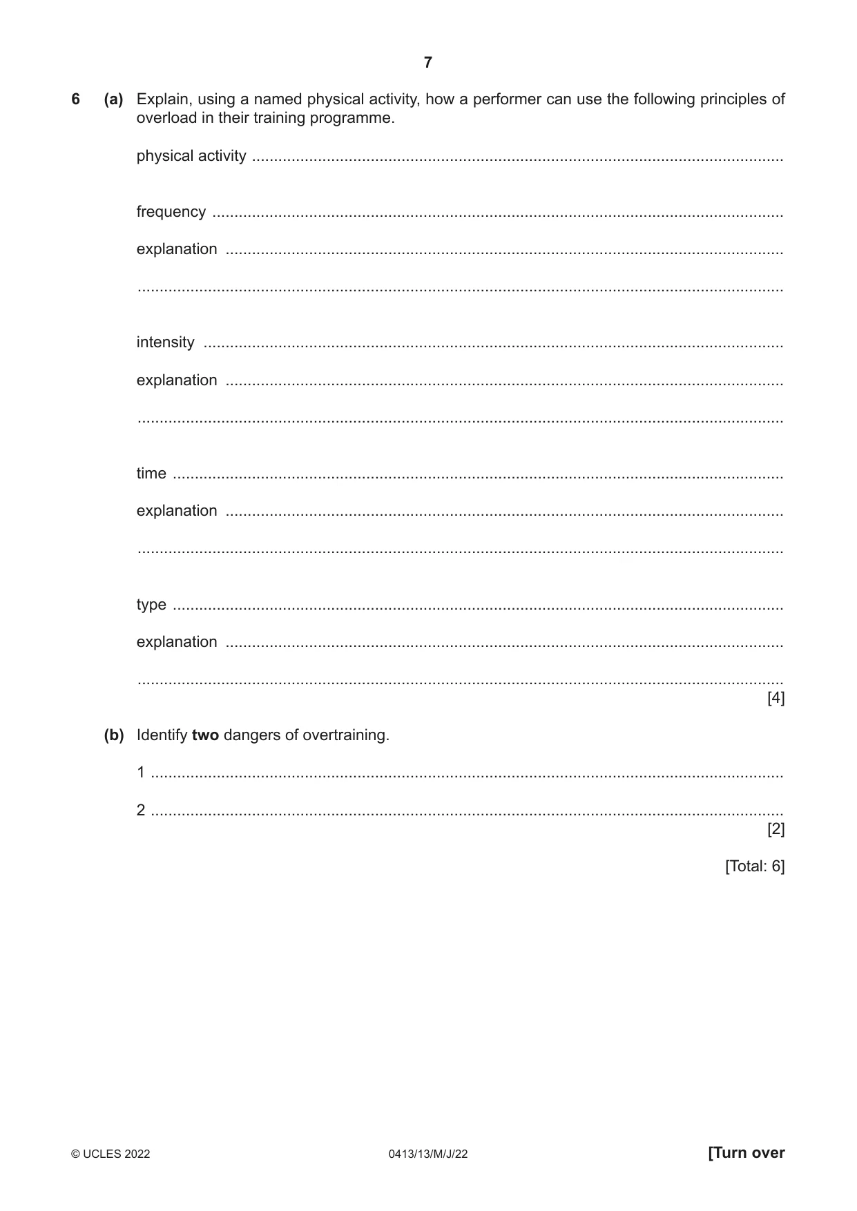 Cambridge IGCSE Physical Education 0413 2022 May/June Paper 1 · Variant 3 question paper, page 7 of 16