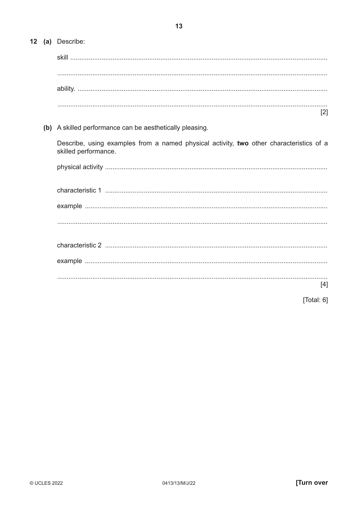 Cambridge IGCSE Physical Education 0413 2022 May/June Paper 1 · Variant 3 question paper, page 13 of 16