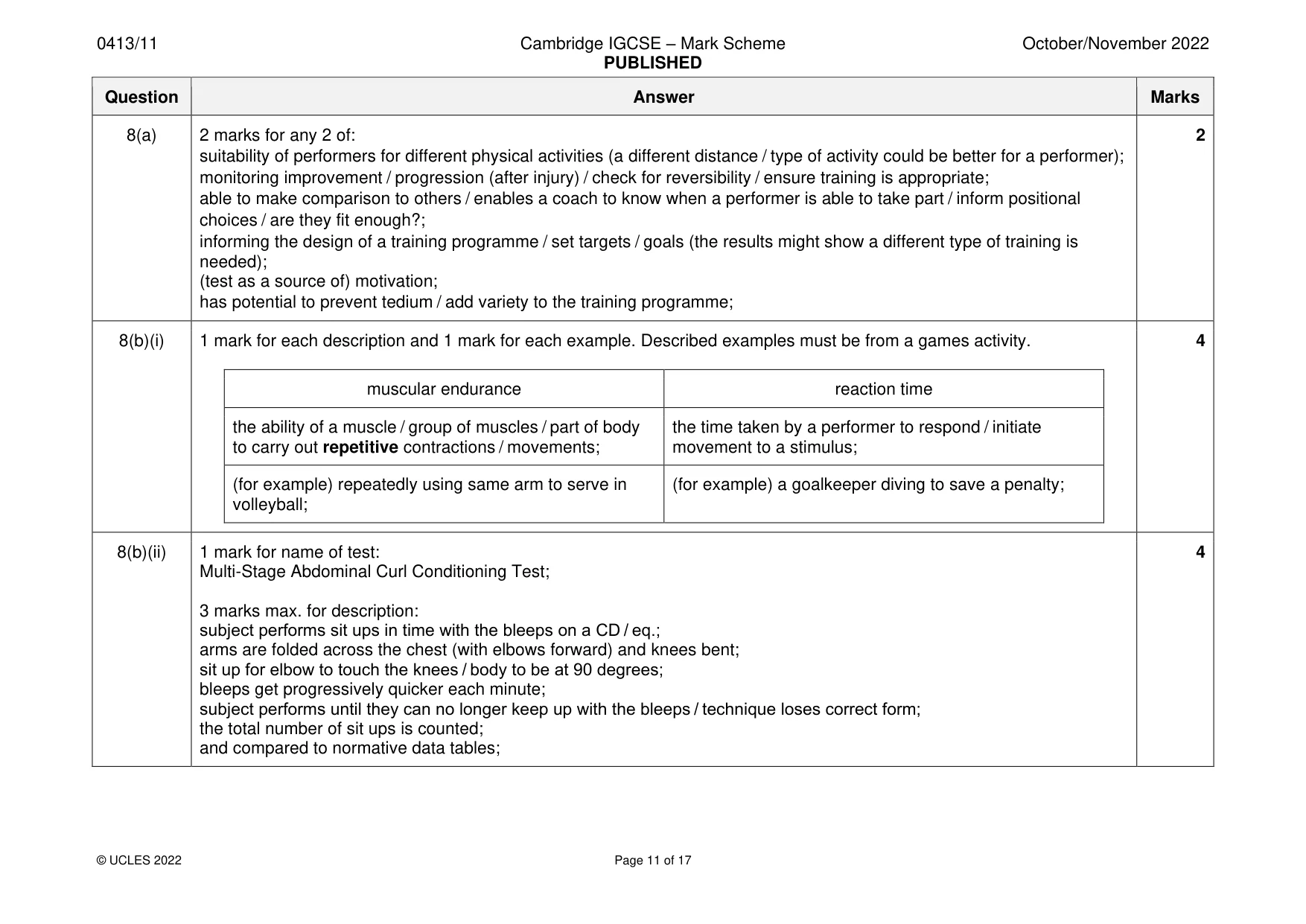 Mark scheme, page 11 of 17