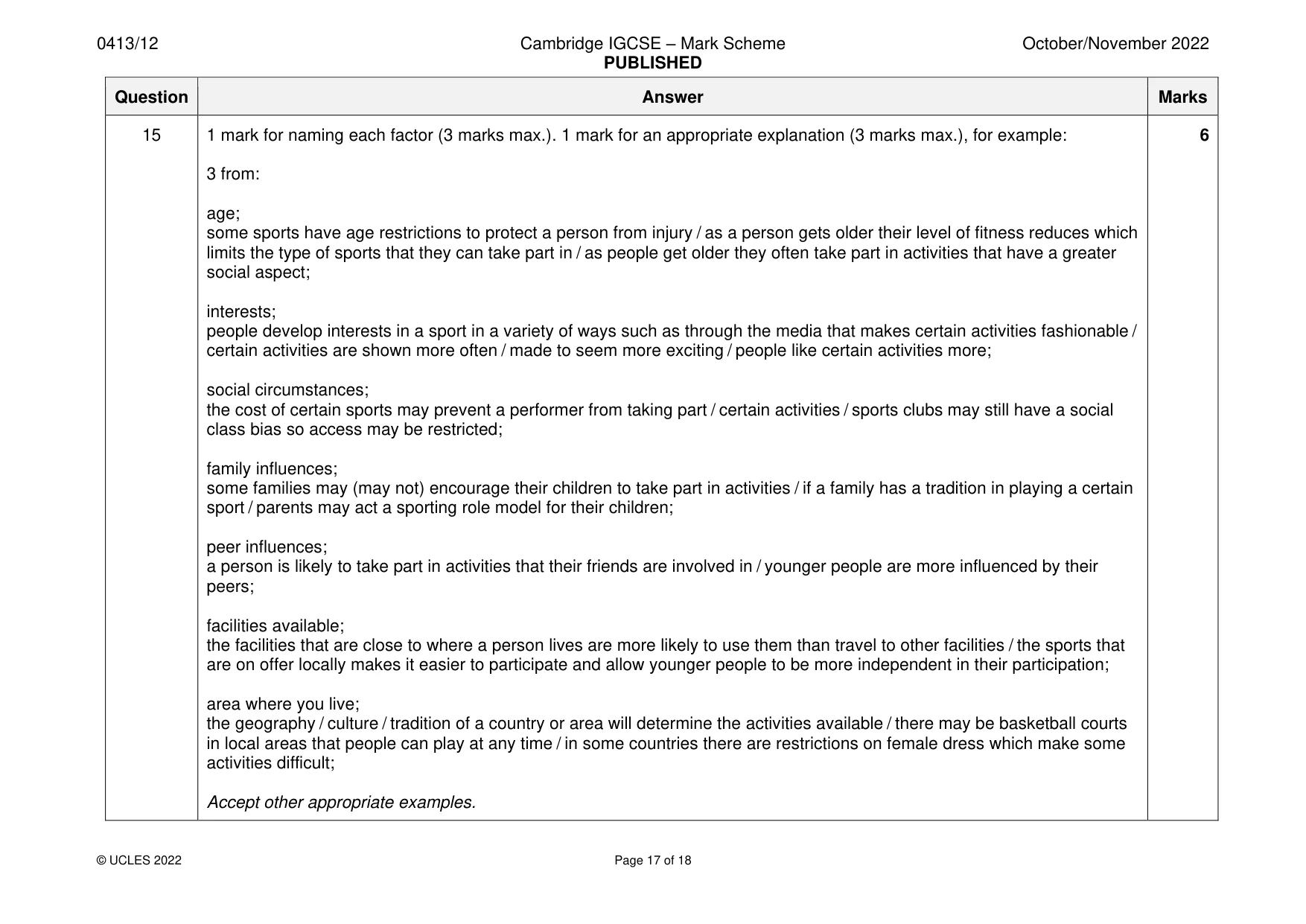 Mark scheme, page 17 of 18
