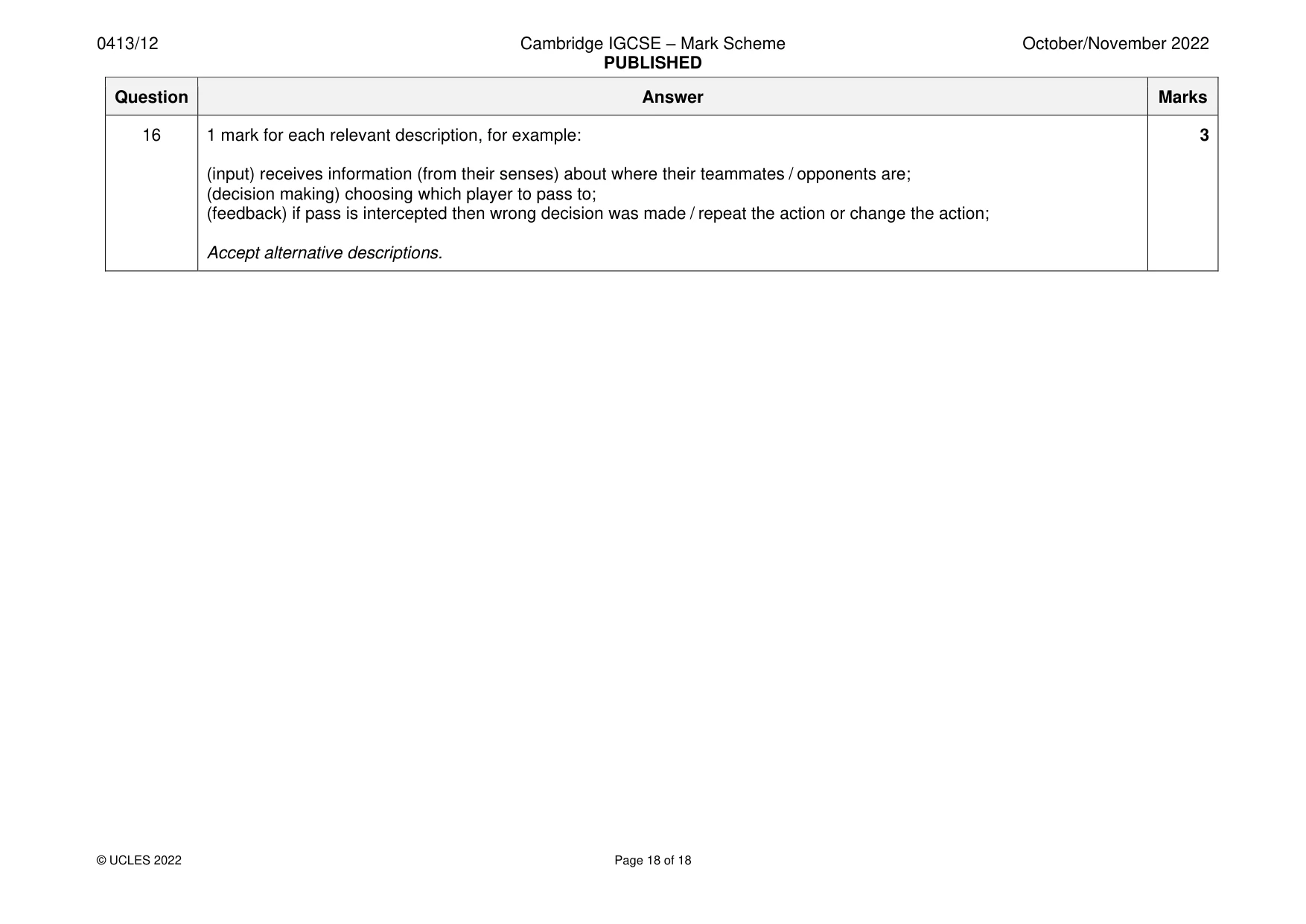Mark scheme, page 18 of 18