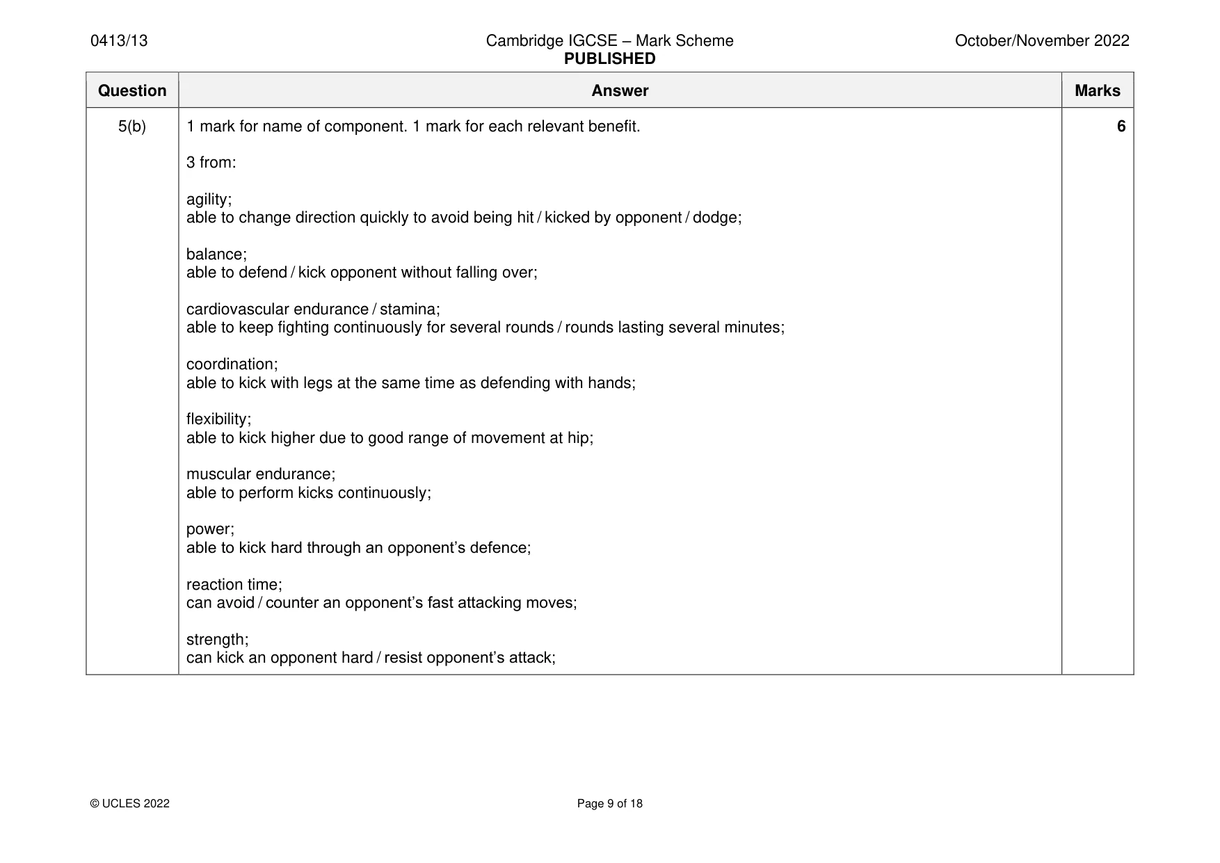 Mark scheme, page 9 of 18
