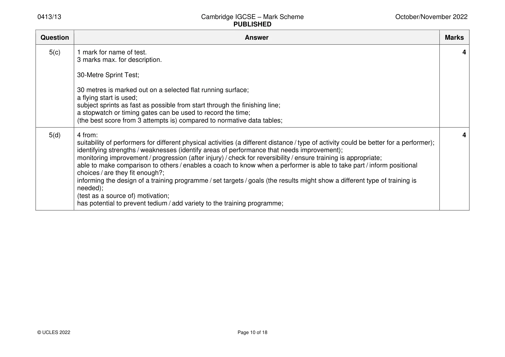 Mark scheme, page 10 of 18