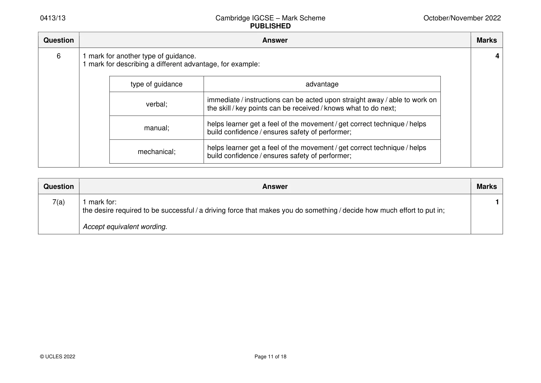 Mark scheme, page 11 of 18