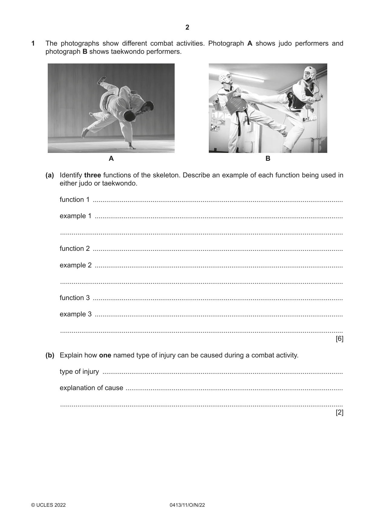 Cambridge IGCSE Physical Education 0413 2022 Oct/Nov Paper 1 · Variant 1 question paper, page 2 of 16