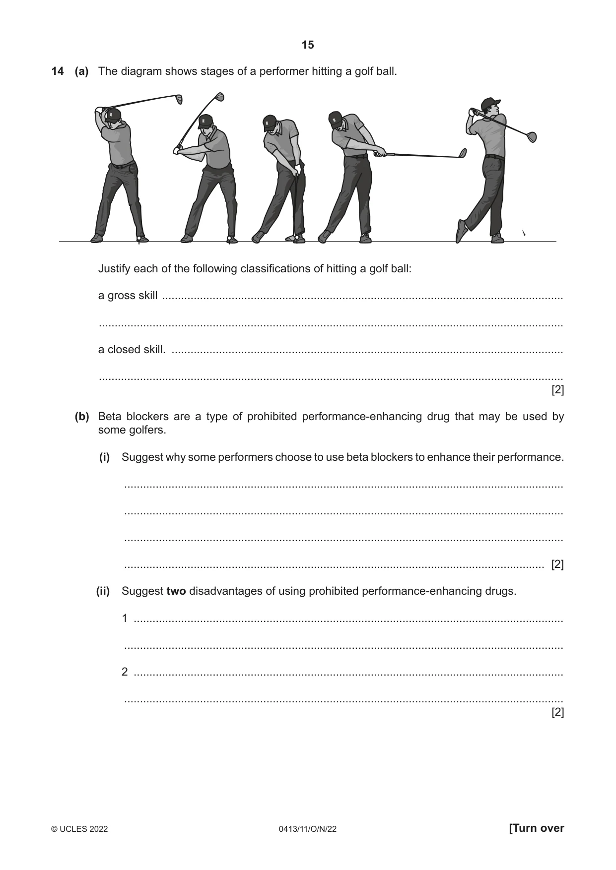 Cambridge IGCSE Physical Education 0413 2022 Oct/Nov Paper 1 · Variant 1 question paper, page 15 of 16