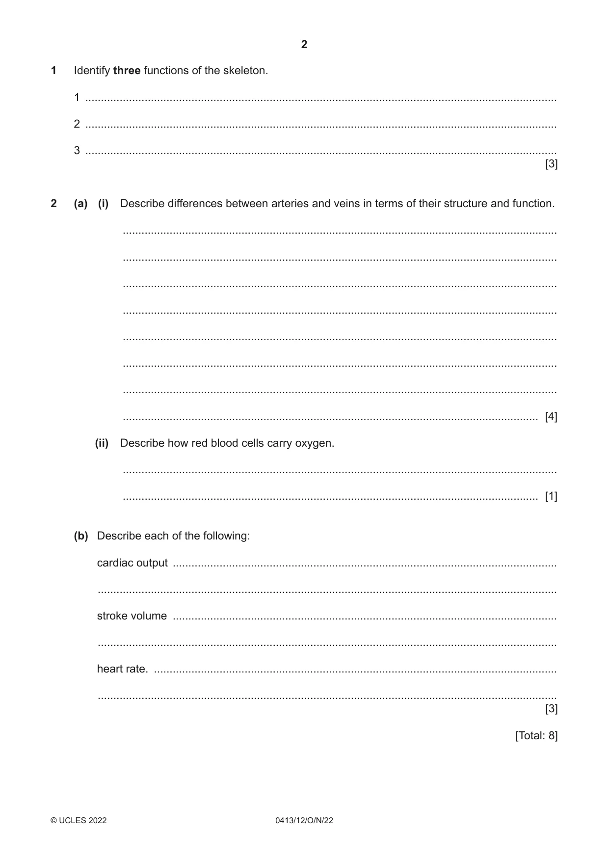 Cambridge IGCSE Physical Education 0413 2022 Oct/Nov Paper 1 · Variant 2 question paper, page 2 of 16