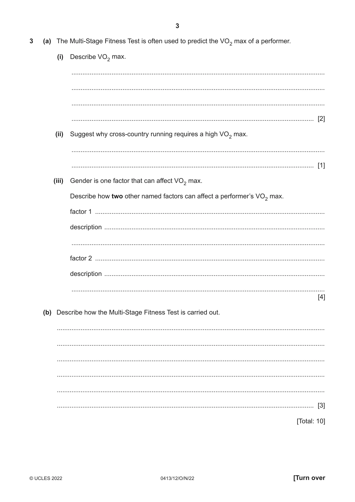 Cambridge IGCSE Physical Education 0413 2022 Oct/Nov Paper 1 · Variant 2 question paper, page 3 of 16