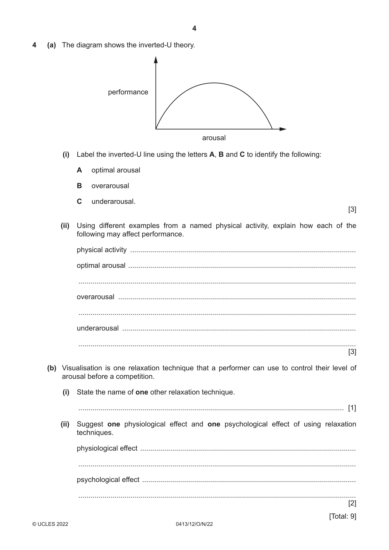 Cambridge IGCSE Physical Education 0413 2022 Oct/Nov Paper 1 · Variant 2 question paper, page 4 of 16