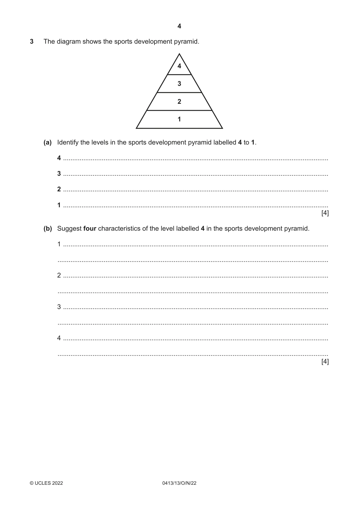 Cambridge IGCSE Physical Education 0413 2022 Oct/Nov Paper 1 · Variant 3 question paper, page 4 of 16