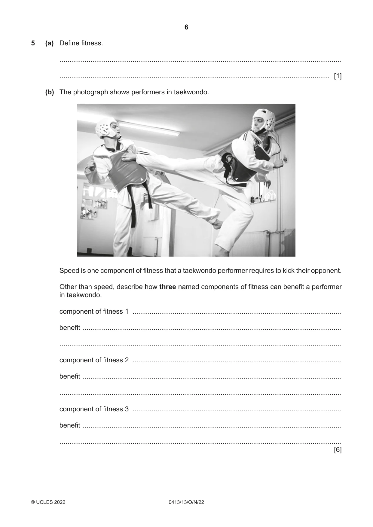 Cambridge IGCSE Physical Education 0413 2022 Oct/Nov Paper 1 · Variant 3 question paper, page 6 of 16