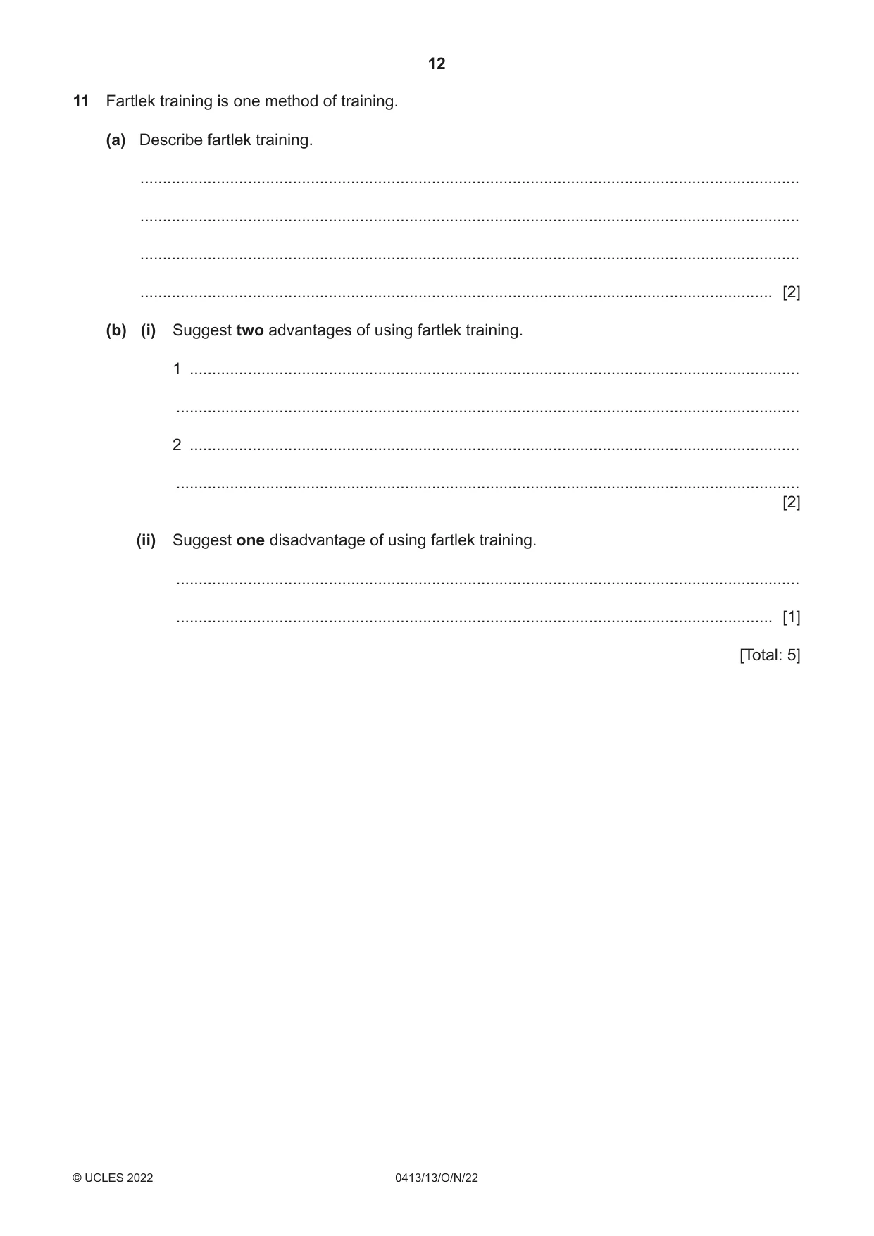 Cambridge IGCSE Physical Education 0413 2022 Oct/Nov Paper 1 · Variant 3 question paper, page 12 of 16