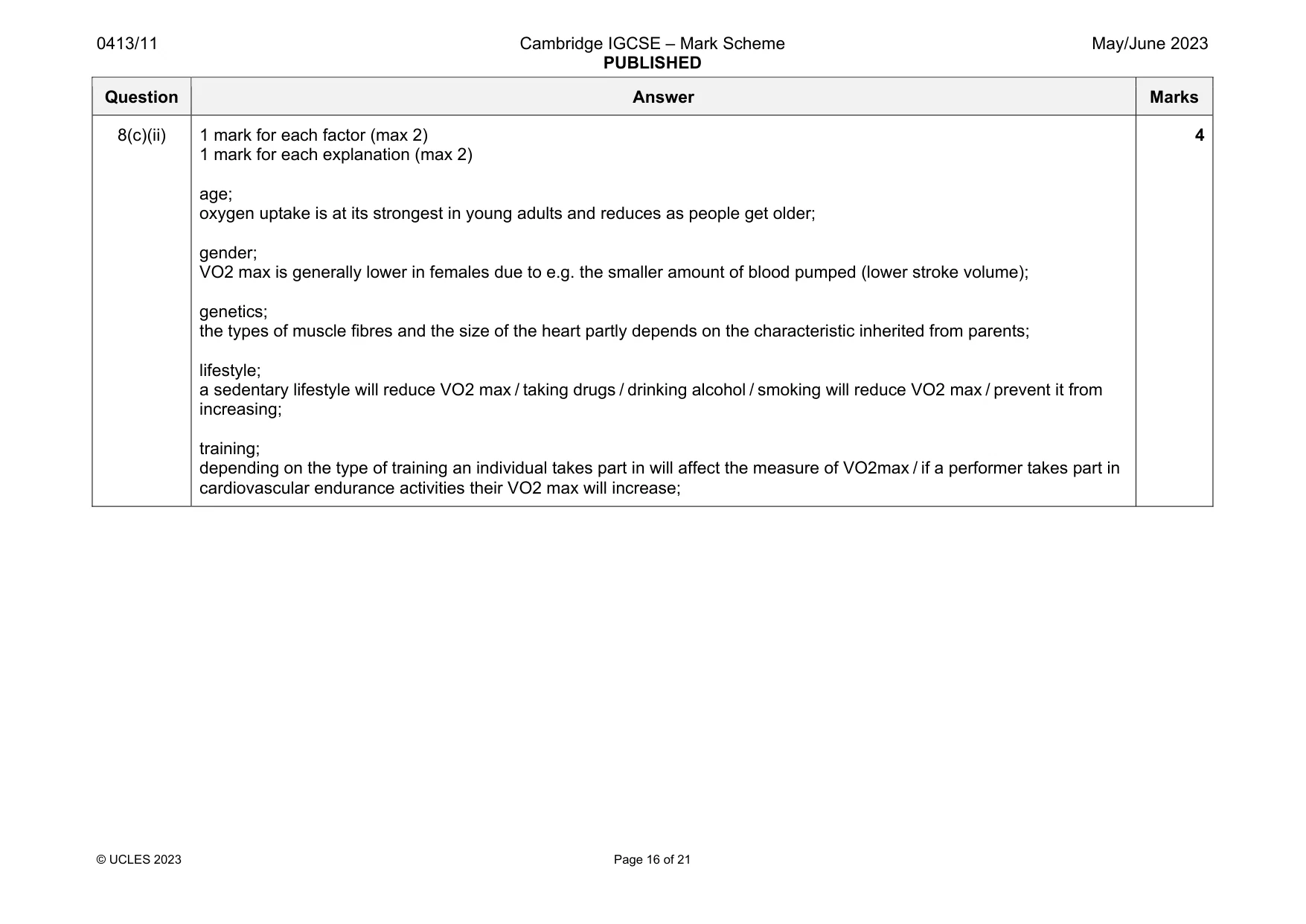 Mark scheme, page 16 of 21