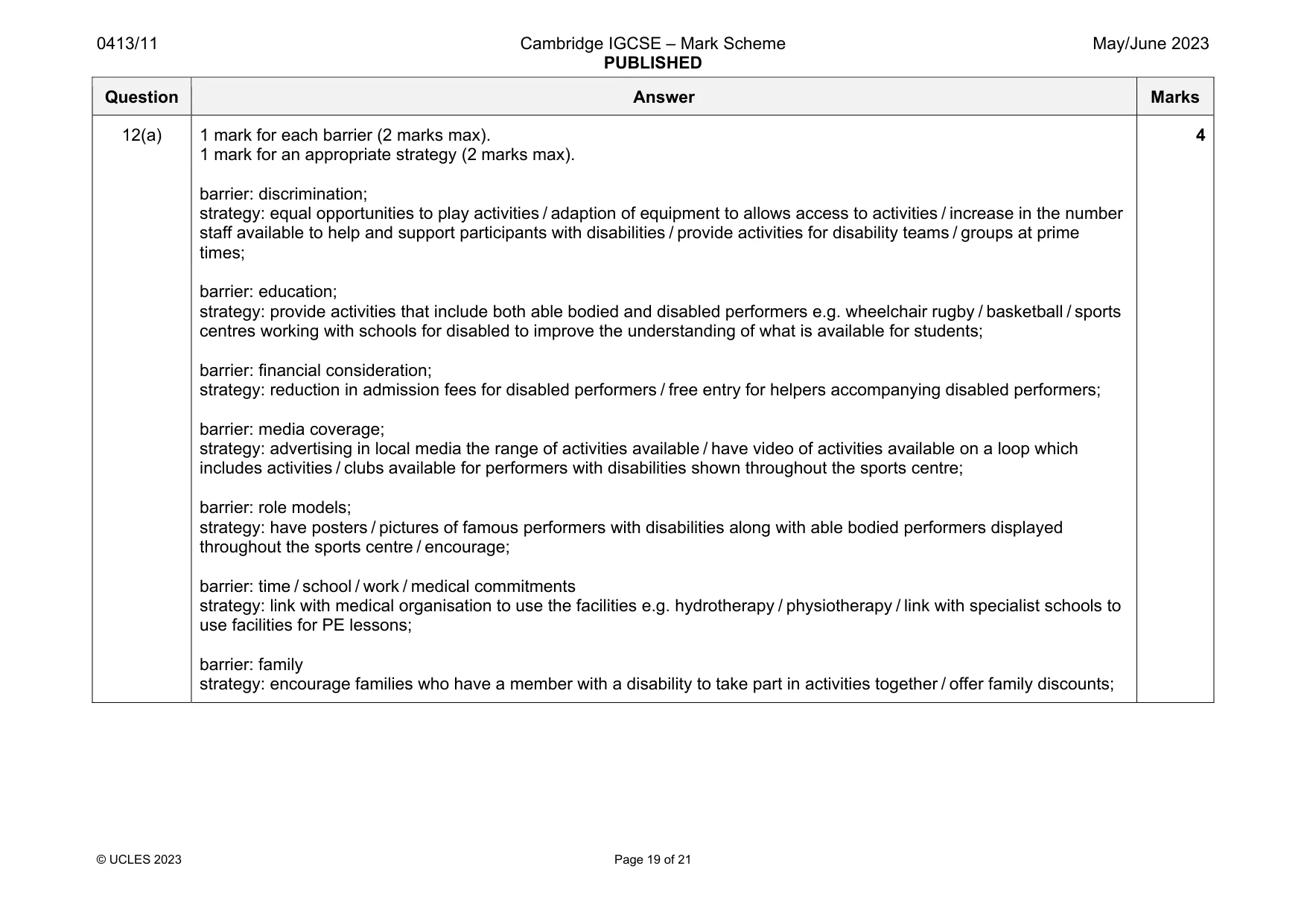 Mark scheme, page 19 of 21