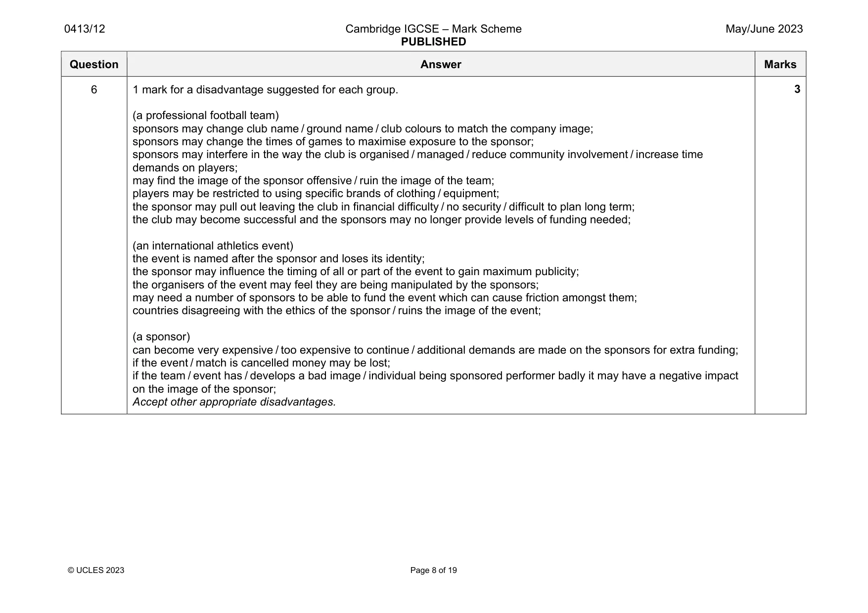 Mark scheme, page 8 of 19