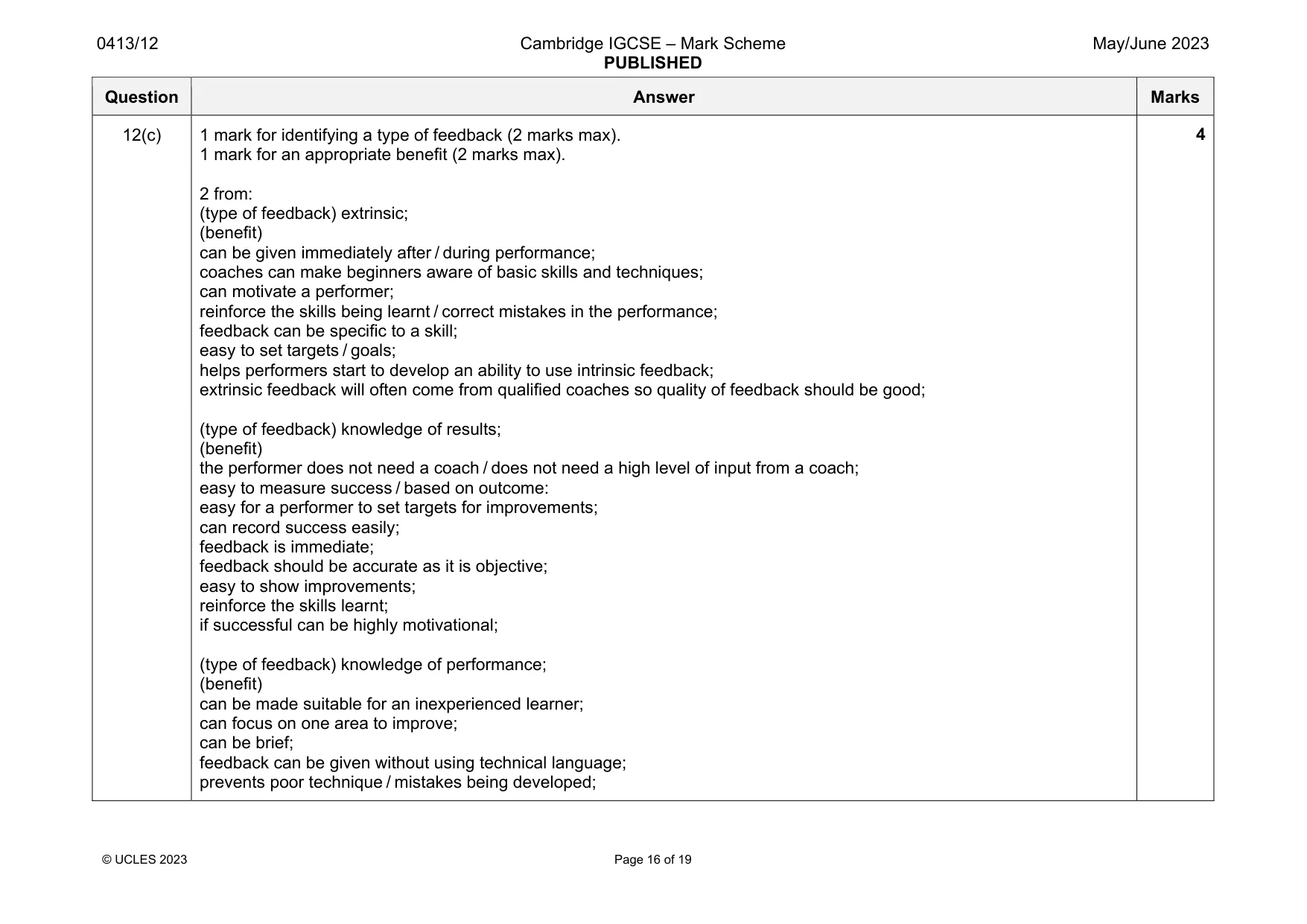 Mark scheme, page 16 of 19