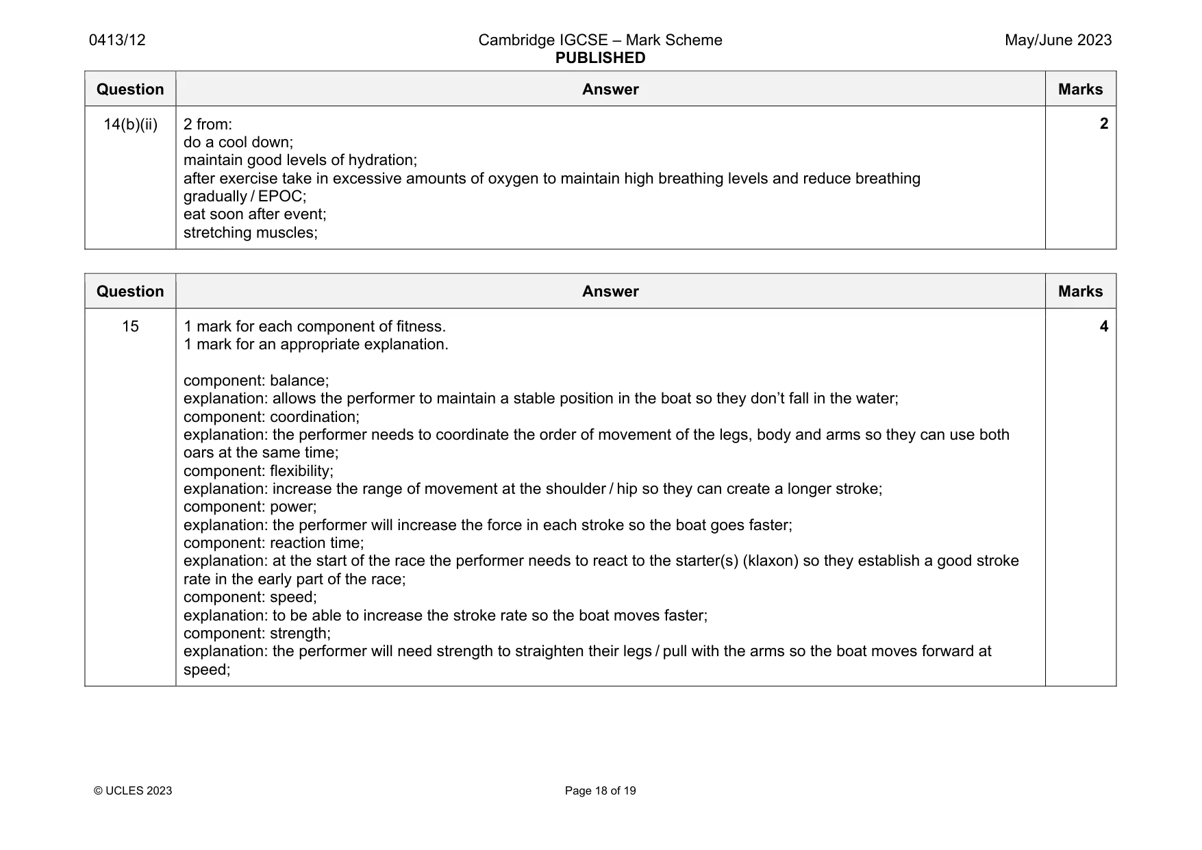 Mark scheme, page 18 of 19