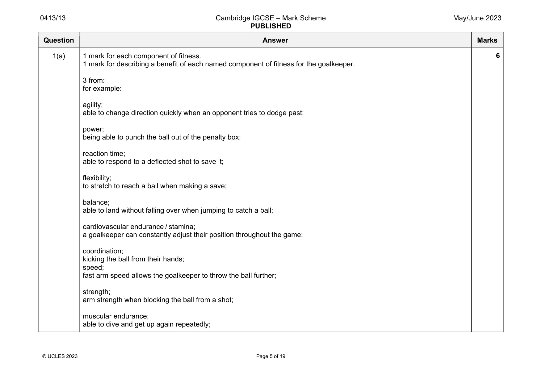 Mark scheme, page 5 of 19