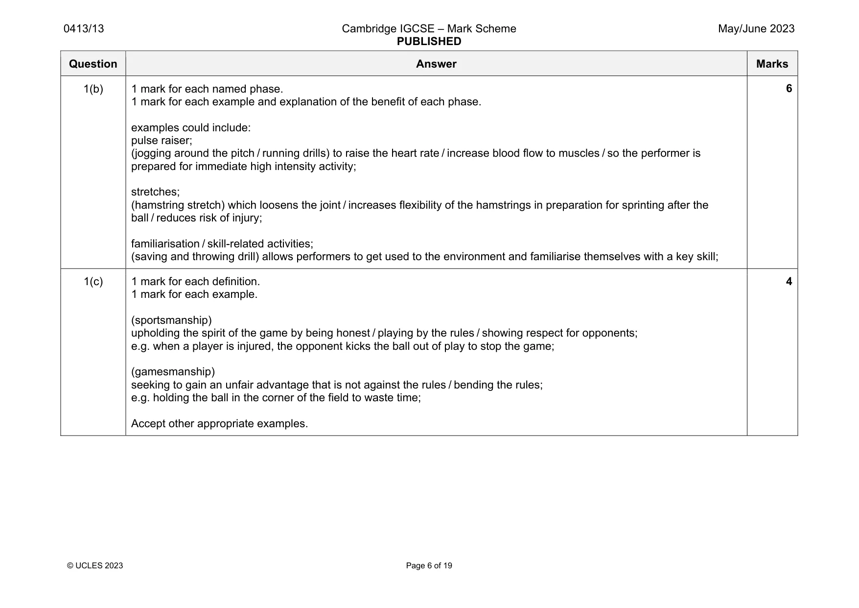 Mark scheme, page 6 of 19