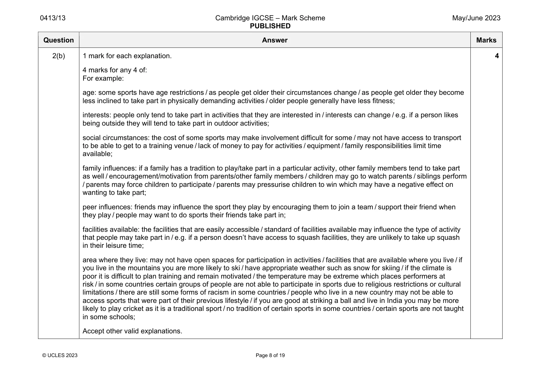 Mark scheme, page 8 of 19