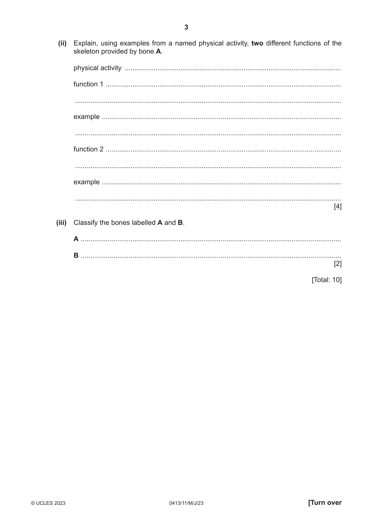 Cambridge IGCSE Physical Education 0413 2023 May/June Paper 1 · Variant 1 question paper, page 3 of 16