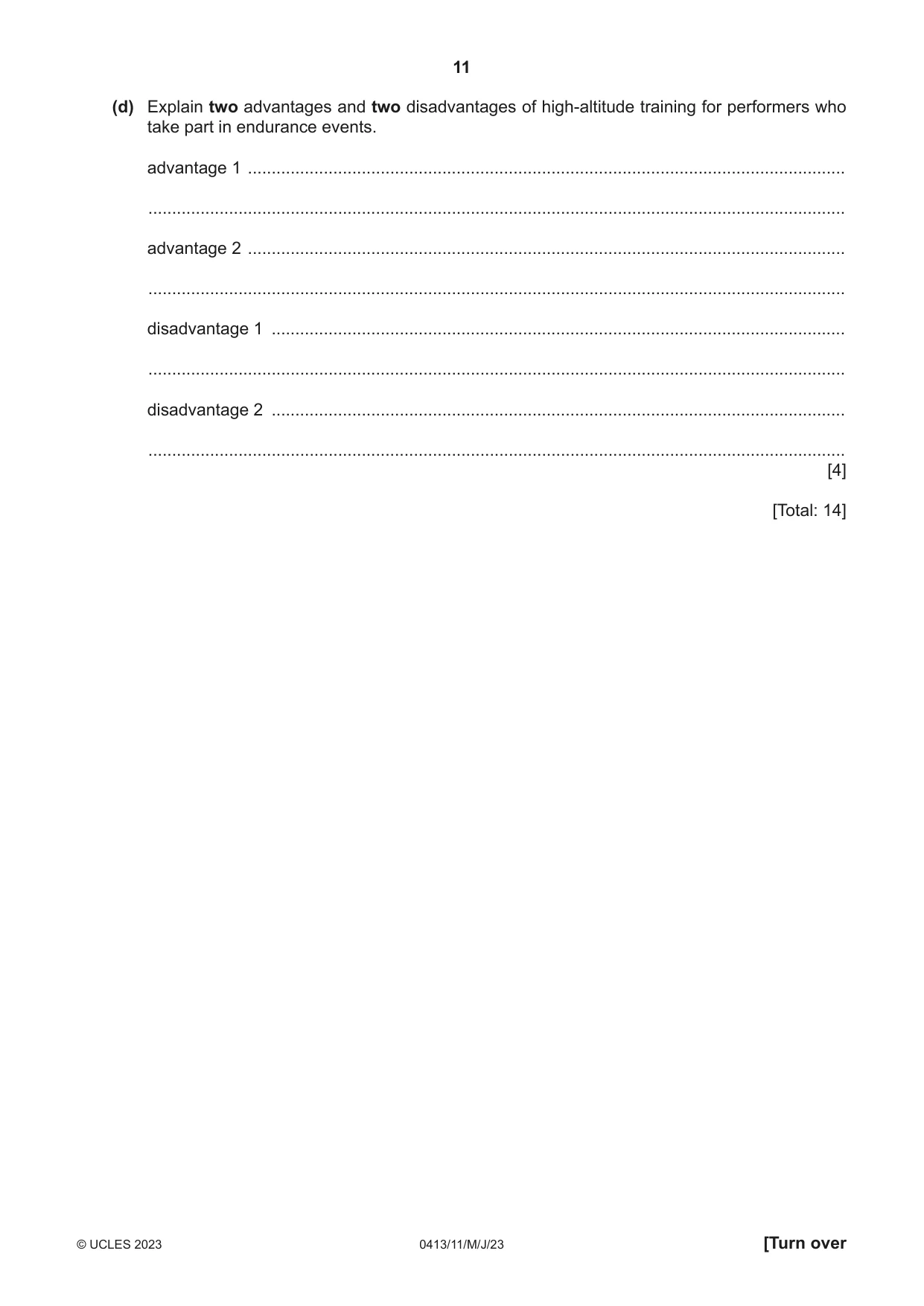 Cambridge IGCSE Physical Education 0413 2023 May/June Paper 1 · Variant 1 question paper, page 11 of 16
