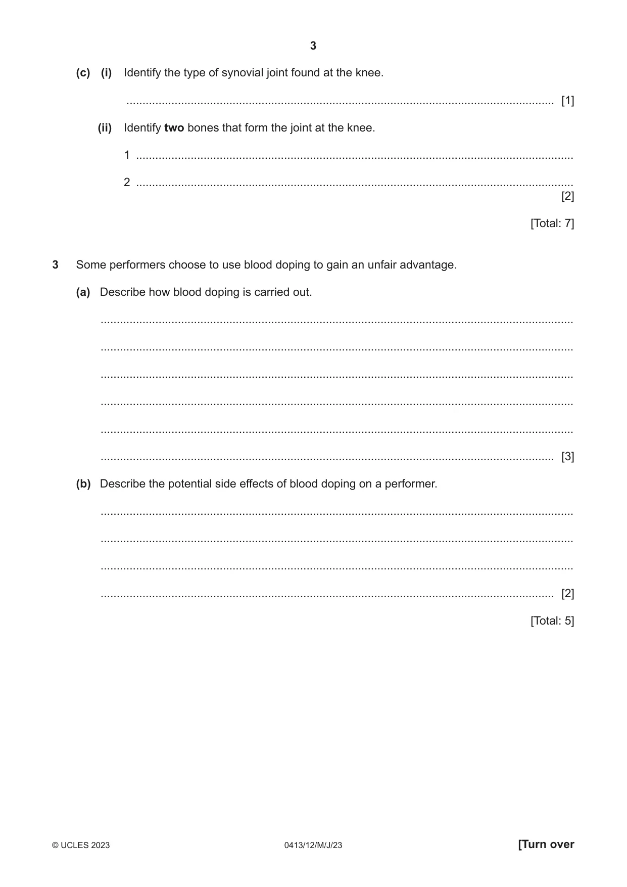 Cambridge IGCSE Physical Education 0413 2023 May/June Paper 1 · Variant 2 question paper, page 3 of 20