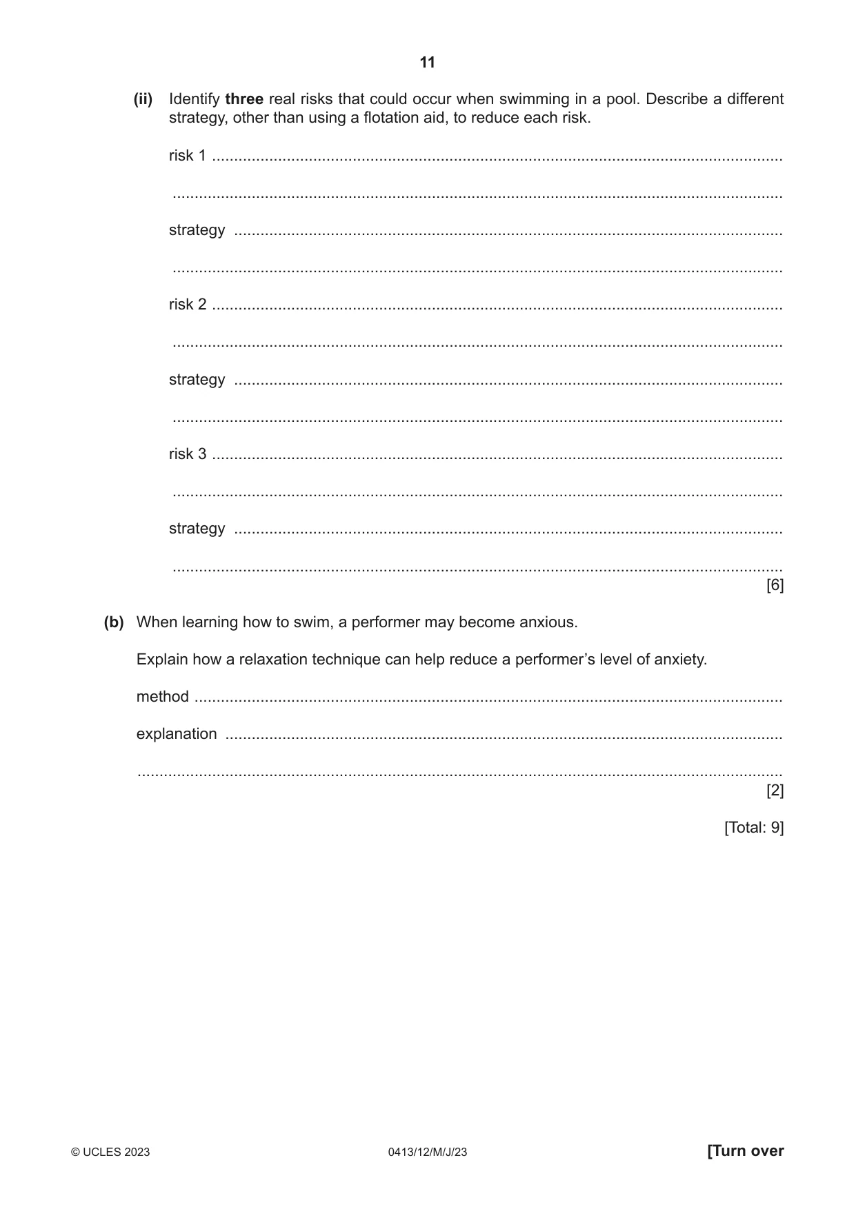 Cambridge IGCSE Physical Education 0413 2023 May/June Paper 1 · Variant 2 question paper, page 11 of 20