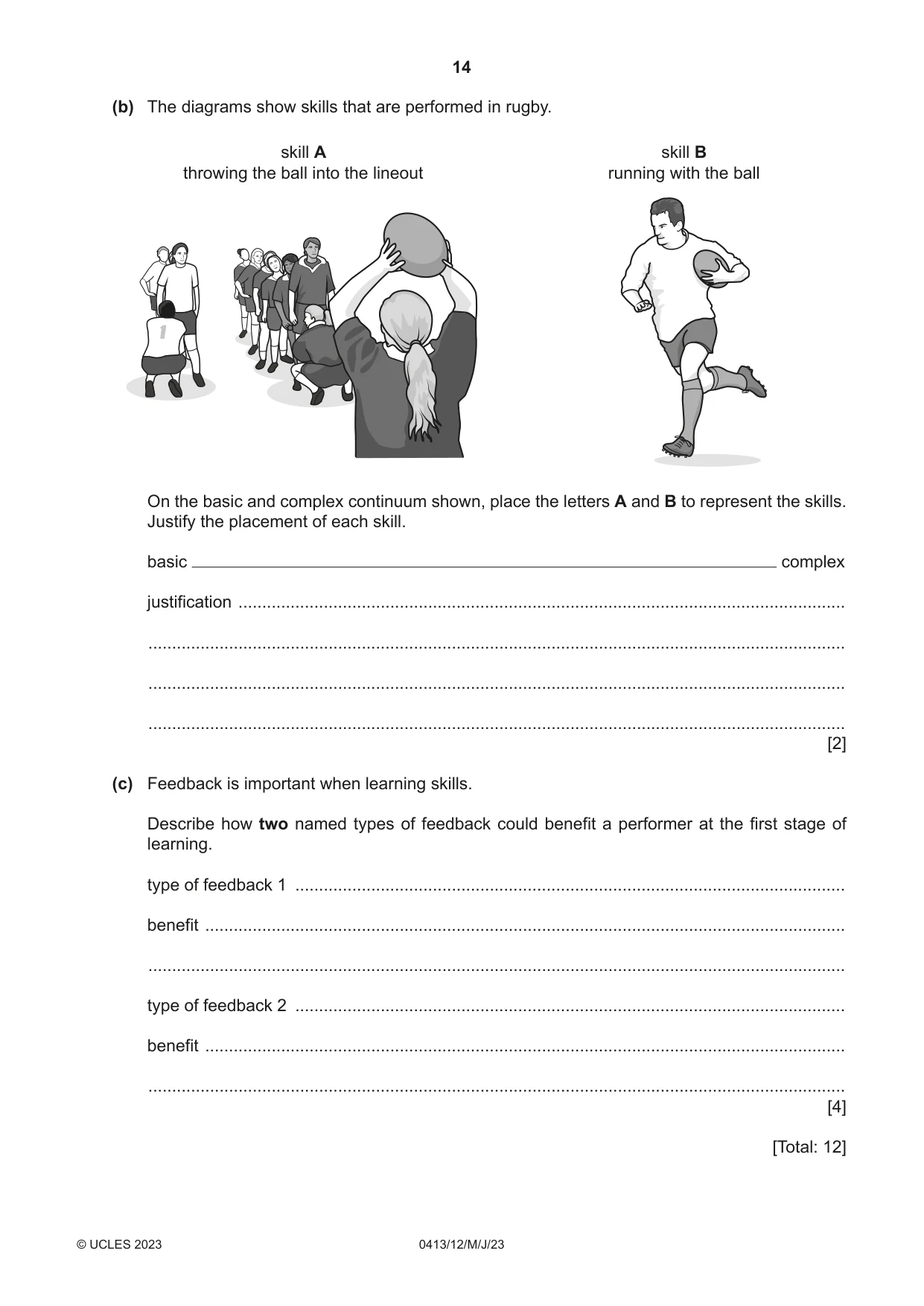 Cambridge IGCSE Physical Education 0413 2023 May/June Paper 1 · Variant 2 question paper, page 14 of 20