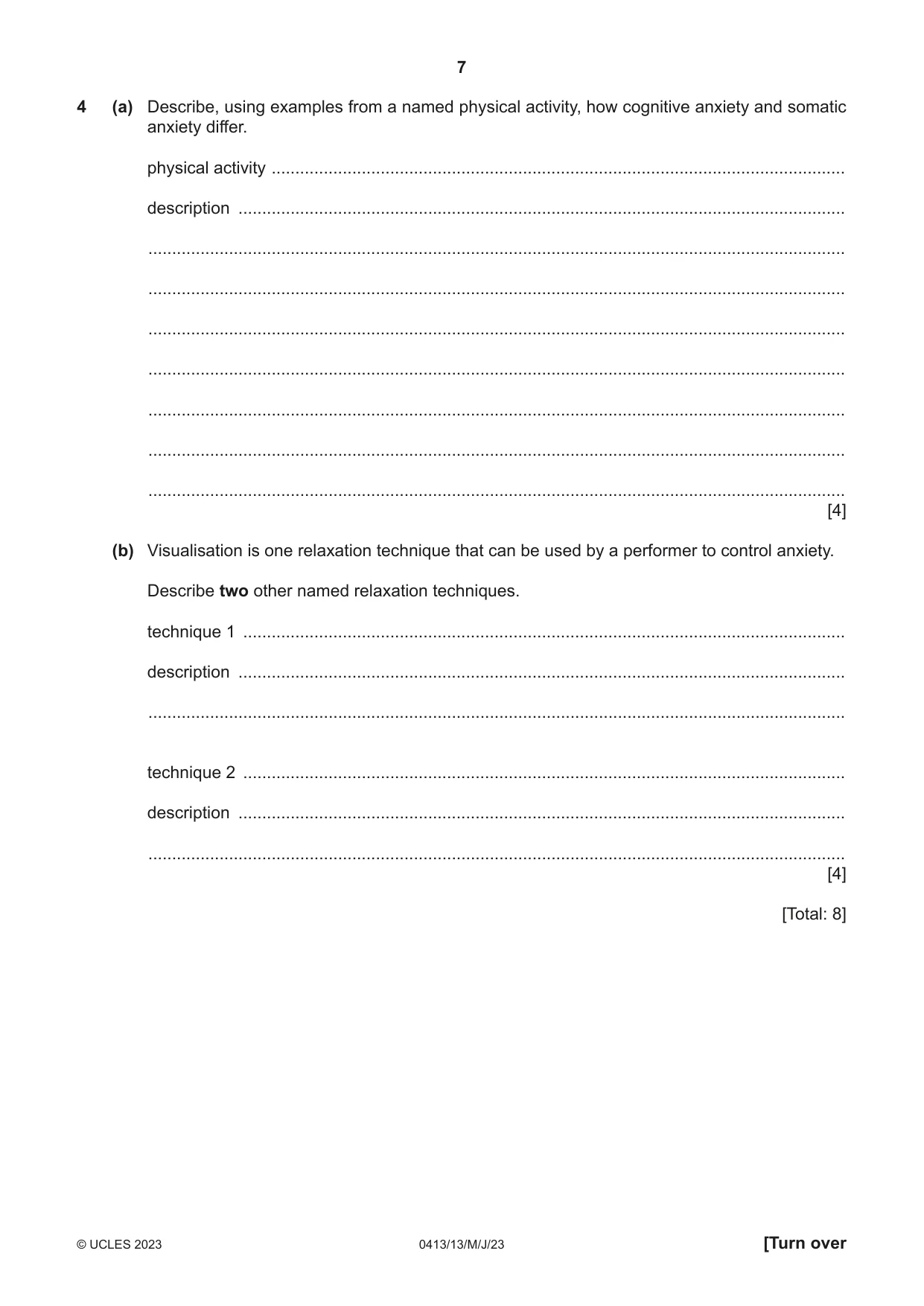 Cambridge IGCSE Physical Education 0413 2023 May/June Paper 1 · Variant 3 question paper, page 7 of 16