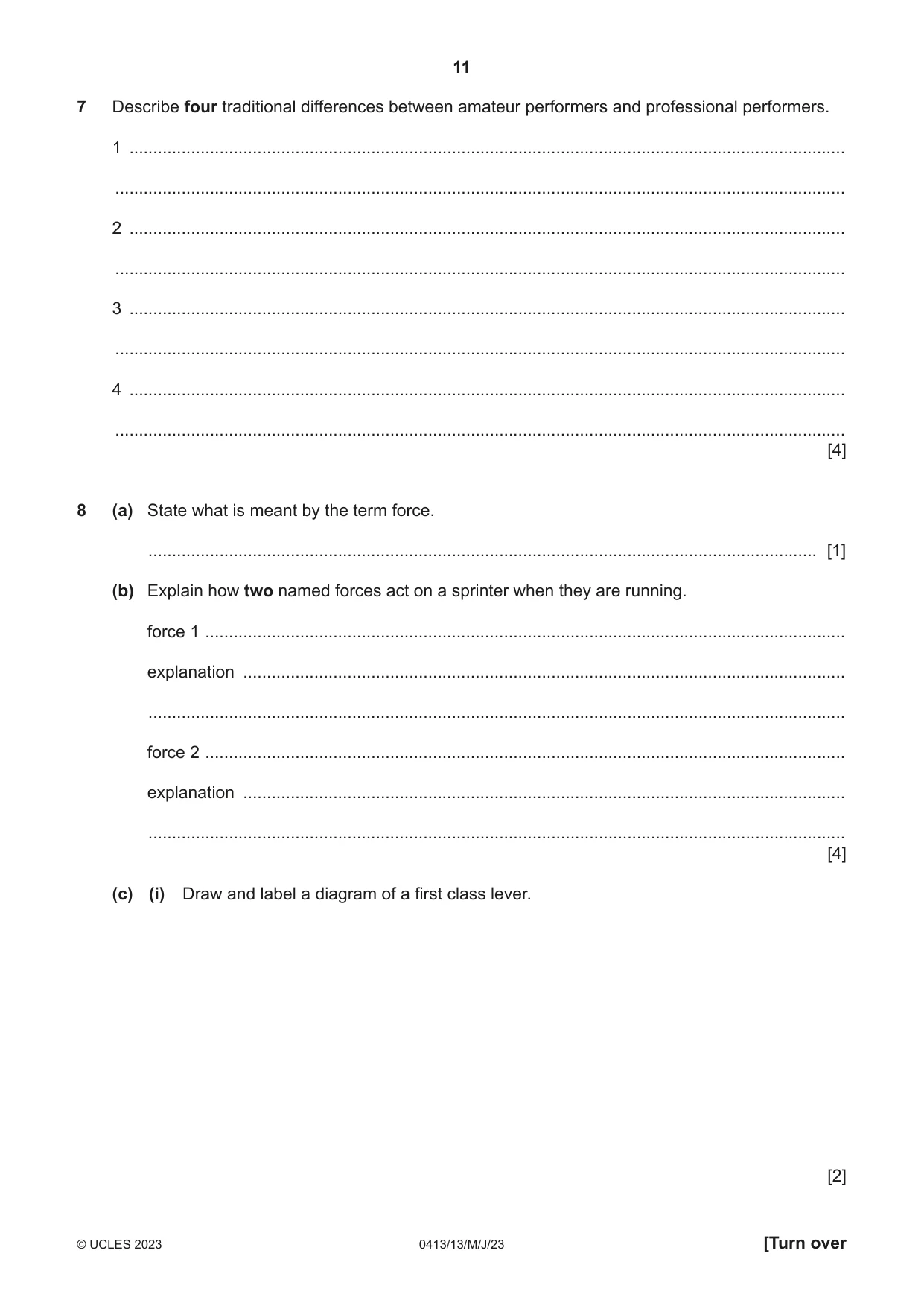 Cambridge IGCSE Physical Education 0413 2023 May/June Paper 1 · Variant 3 question paper, page 11 of 16