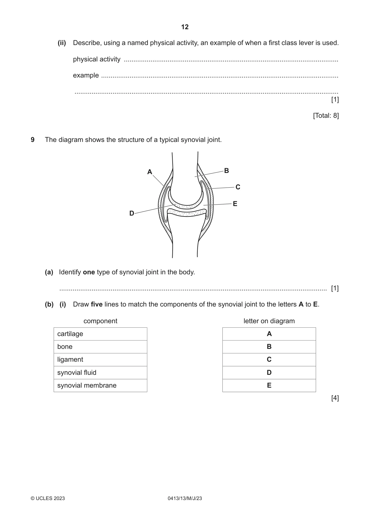 Cambridge IGCSE Physical Education 0413 2023 May/June Paper 1 · Variant 3 question paper, page 12 of 16