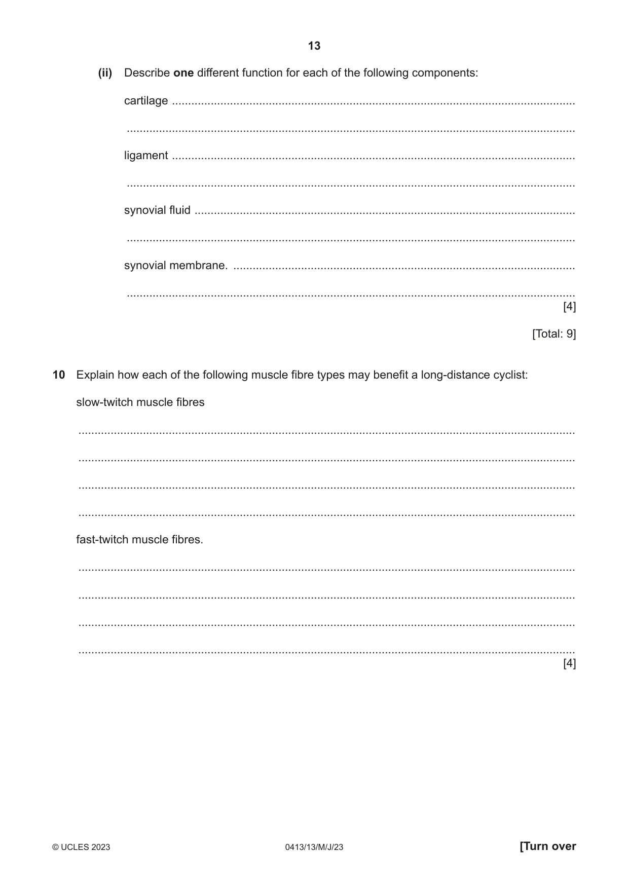 Cambridge IGCSE Physical Education 0413 2023 May/June Paper 1 · Variant 3 question paper, page 13 of 16