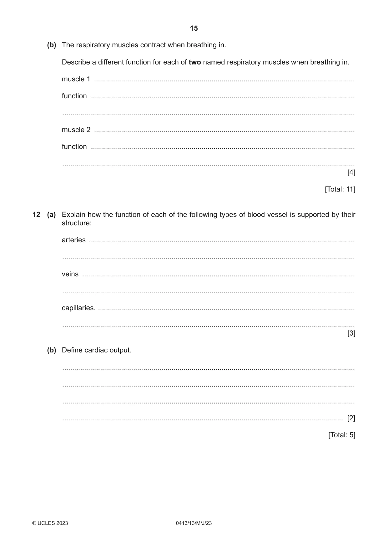 Cambridge IGCSE Physical Education 0413 2023 May/June Paper 1 · Variant 3 question paper, page 15 of 16