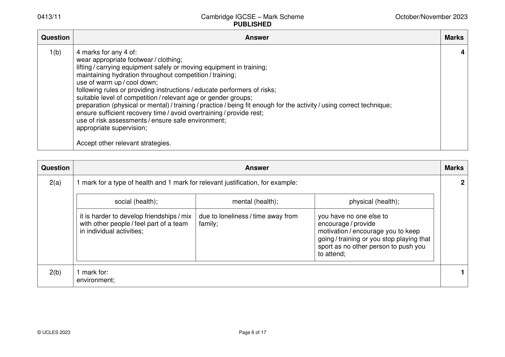 Mark scheme, page 6 of 17