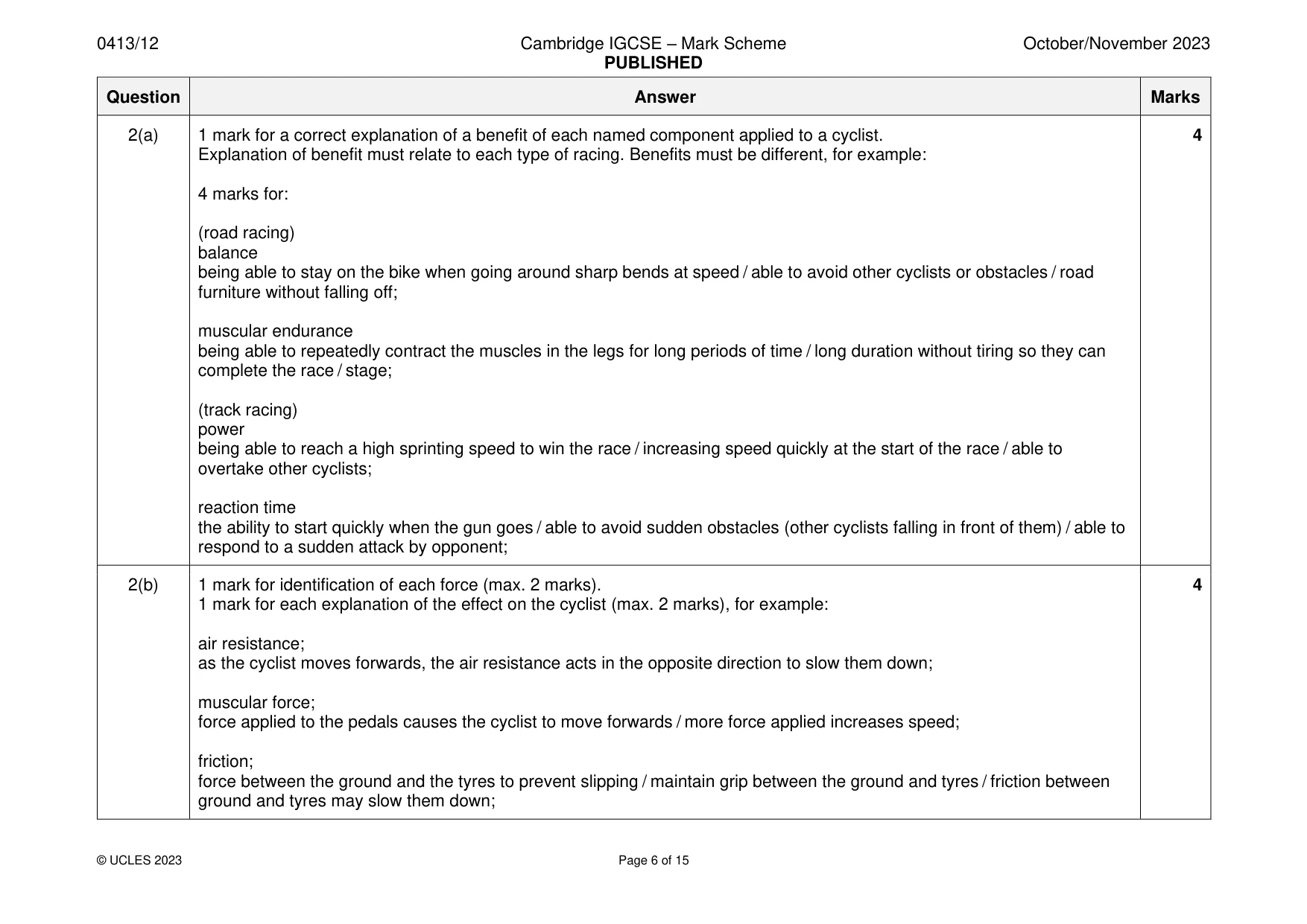 Mark scheme, page 6 of 15